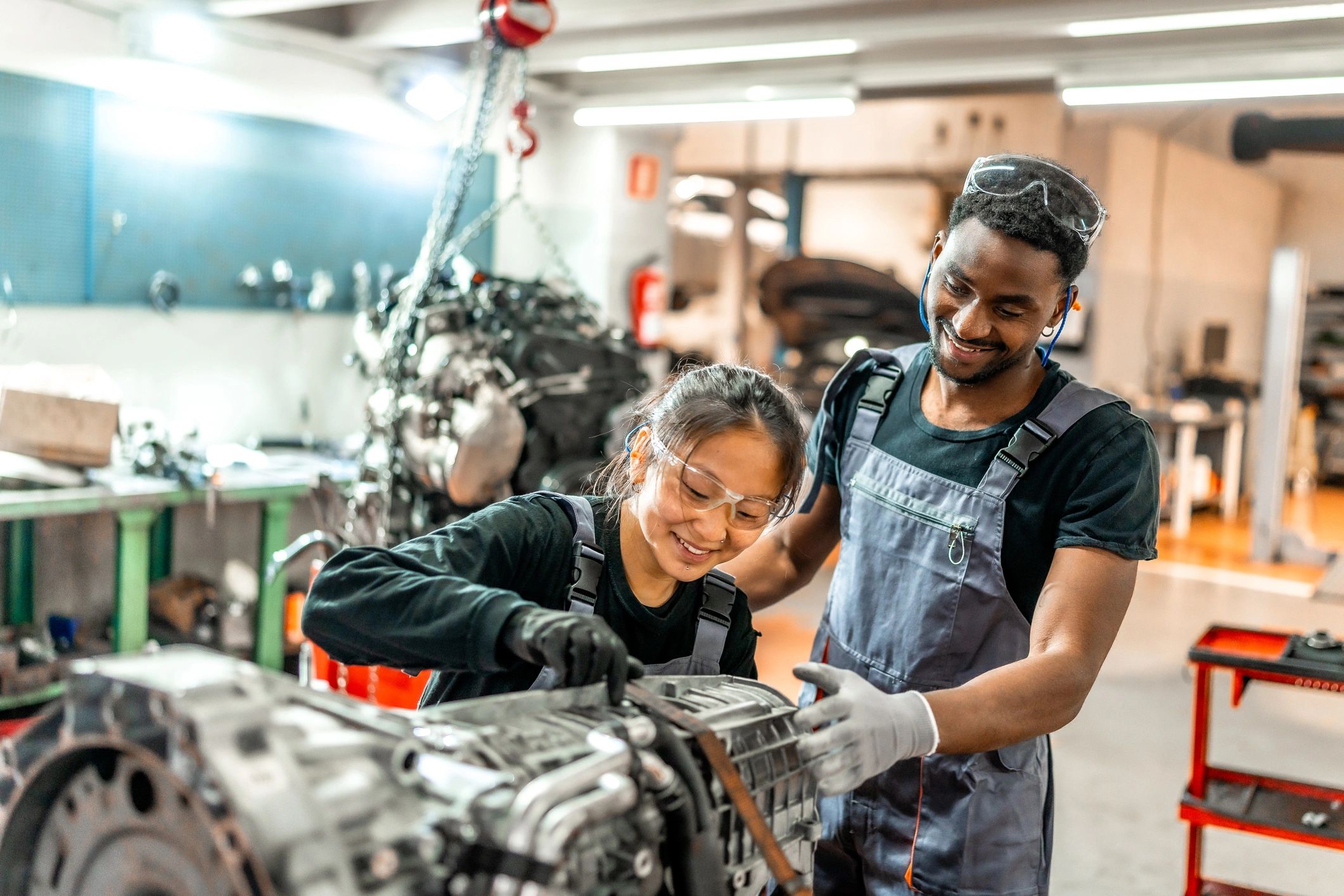 Expert staff assisting a customer with truck parts selection